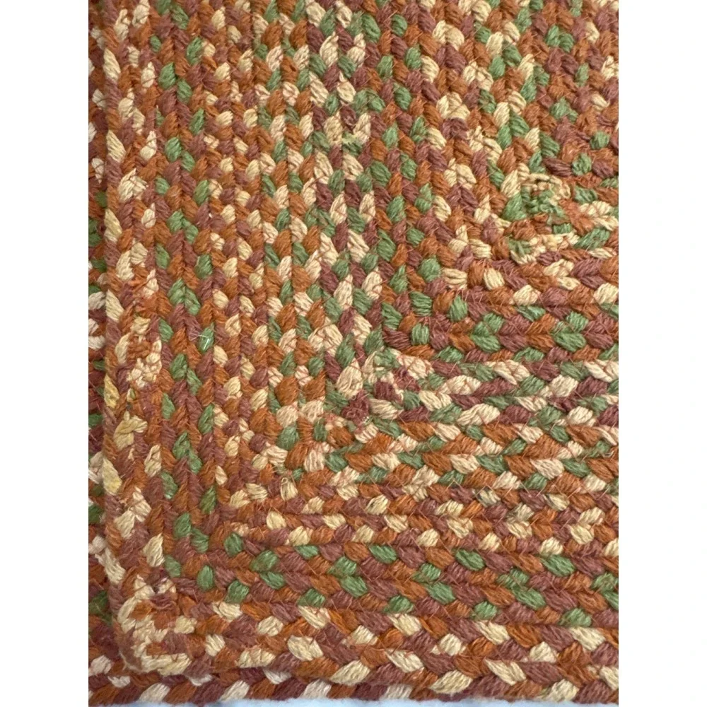 Braided Square Placemats Rust Green Tan Farmhouse Rustic Woven Mats Set of 5